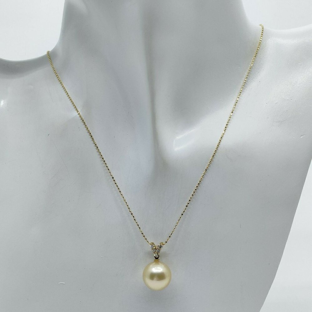 100% Authentic Jewelry Necklace Pearl 18k Yellow Gold